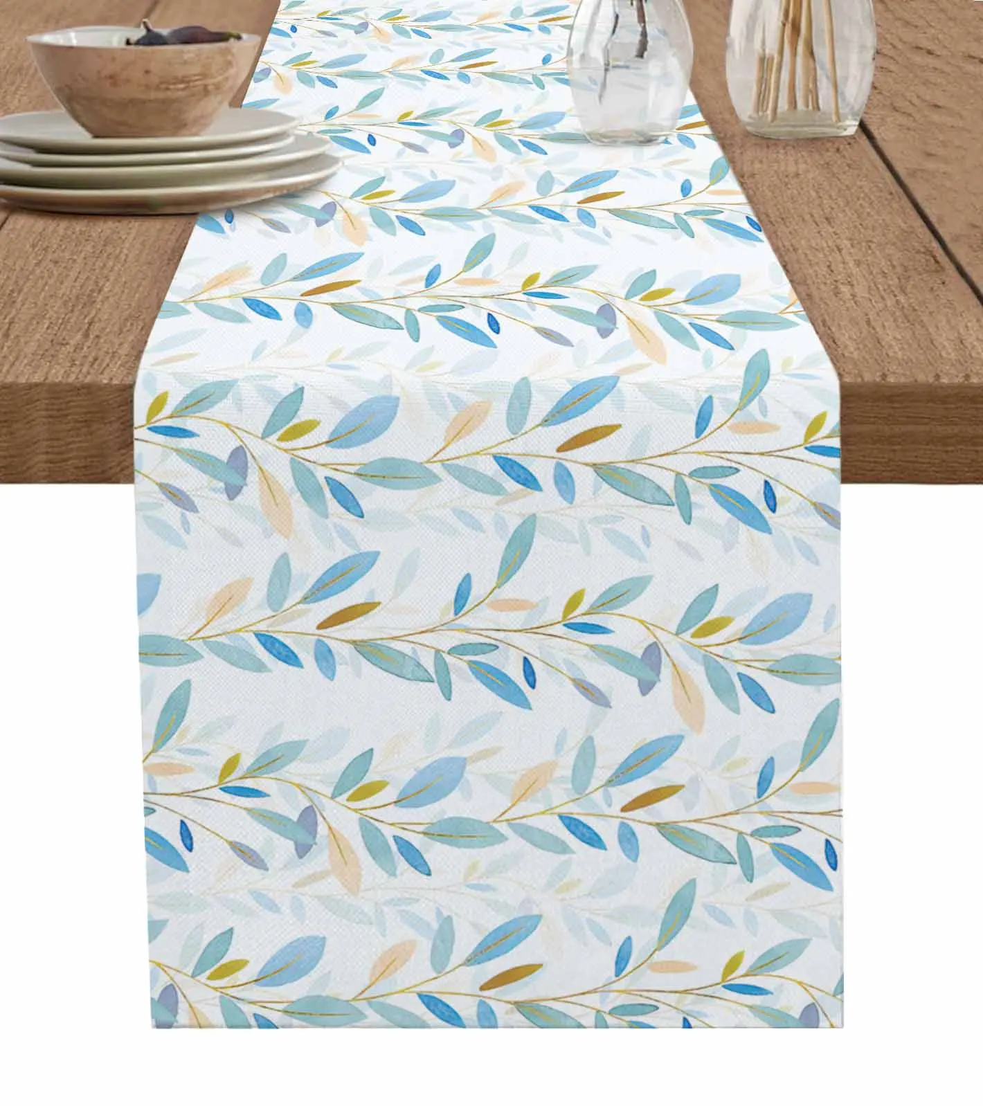 

Leaves Lines Leaves Table Runner Wedding Decor Table Runner Holiday Dining Table Decor Linen Tablecloth