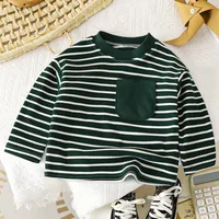 T-shirt rayé pour bébé garçon et fille, t-shirt ample et décontracté, nouveau Design, manches longues, couleur unie, garde au chaud en automne et en hiver 4