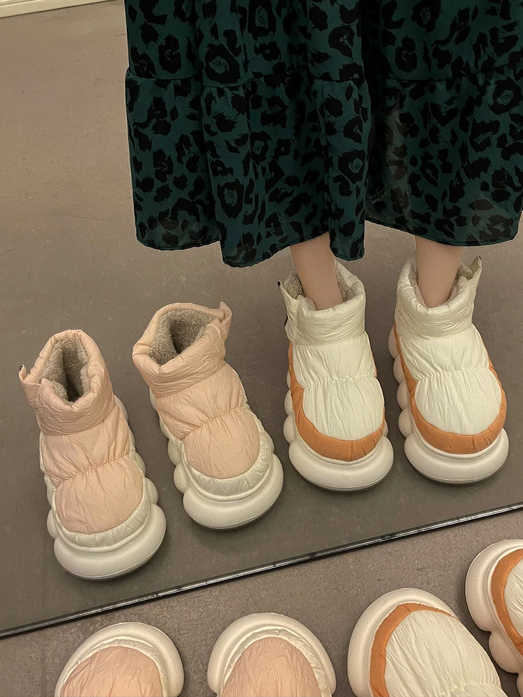 

Женские ботинки для снежной погоды, зимняя теплая хлопковая обувь на толстой подошве, утепленные бархатные короткие ботинки, 2022