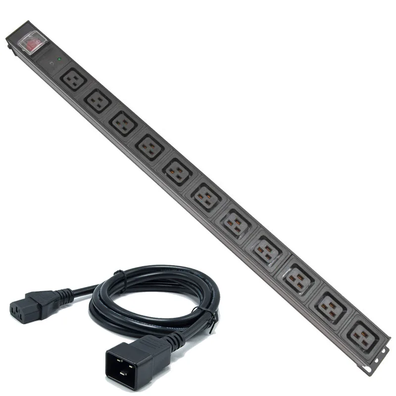 

PDU Power Strip C19 Socket Distribution Cabinet 11 Way Socket Break Switch Aluminum alloy shell C14 Interface SPD