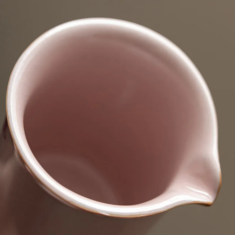 230ML Pink Ru Kiln Peony Flower Tea Pitcher Sharing Pot Cha Hai Dispenser Justice Cup Fair Mug Tea Items Decoration Supplies