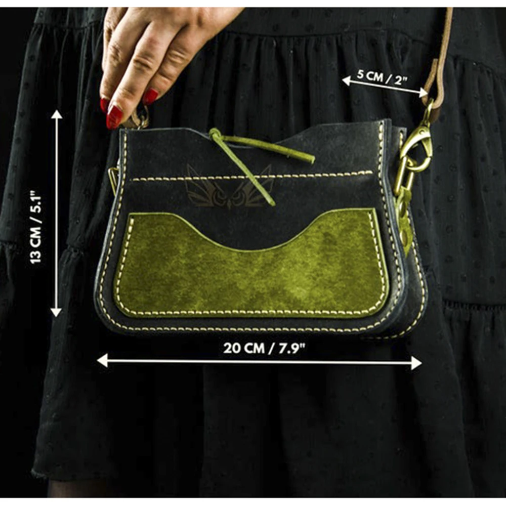diy Leather kraft vintage shoulder bag die cutting kraft paper sewing pattern hollowed stencil template 20x13x5cm