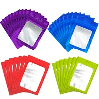 50pcs Colorful Zipper Mylar Bags Visible Window Waterproof Aluminum Foil Plastic Seal Bags Packaging Gift Candy Coffee Bean 1