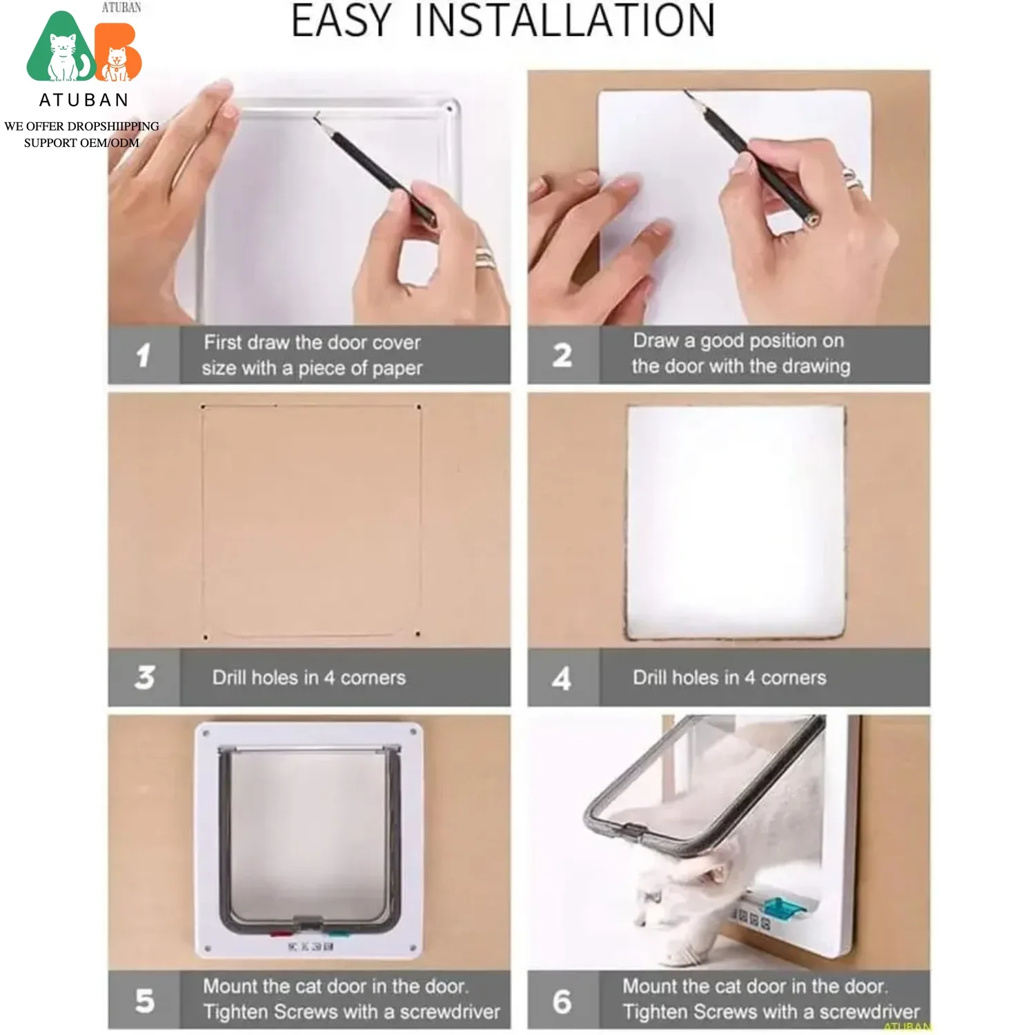 Large 4-Mode Cat Door 5