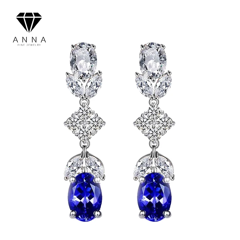 

Trendy Sapphire Ruby Solid s925 Sterling Silver Gemstone Diamond Wedding Earring For Women Luxury Banquet Fashion Jewelry New