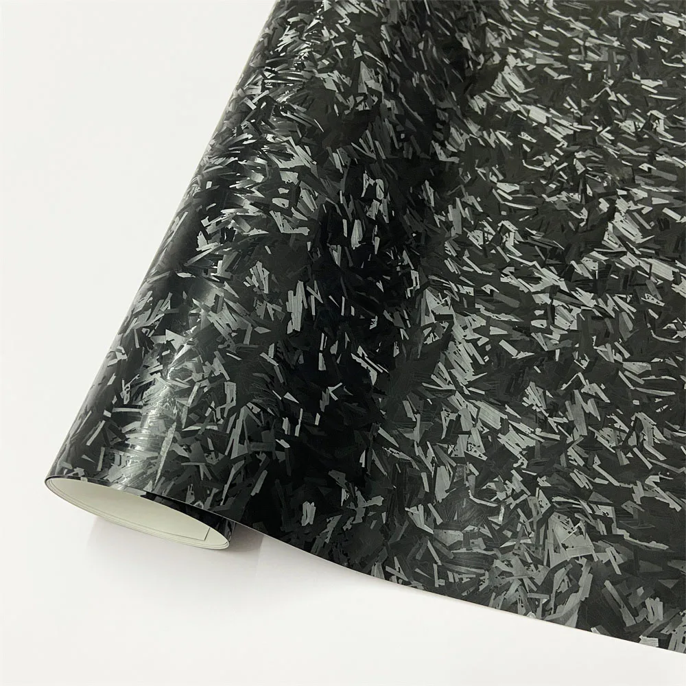 Glossy Black Cosmic Hex Forged Carbon Fiber Vinyl Wrap for Vehicle Accessories