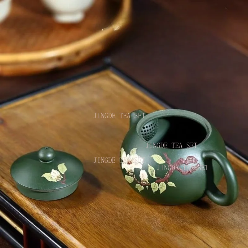 180ml Yixing purple clay teapot handmade raw ore green clay Xishi teapot household kung fu tea set