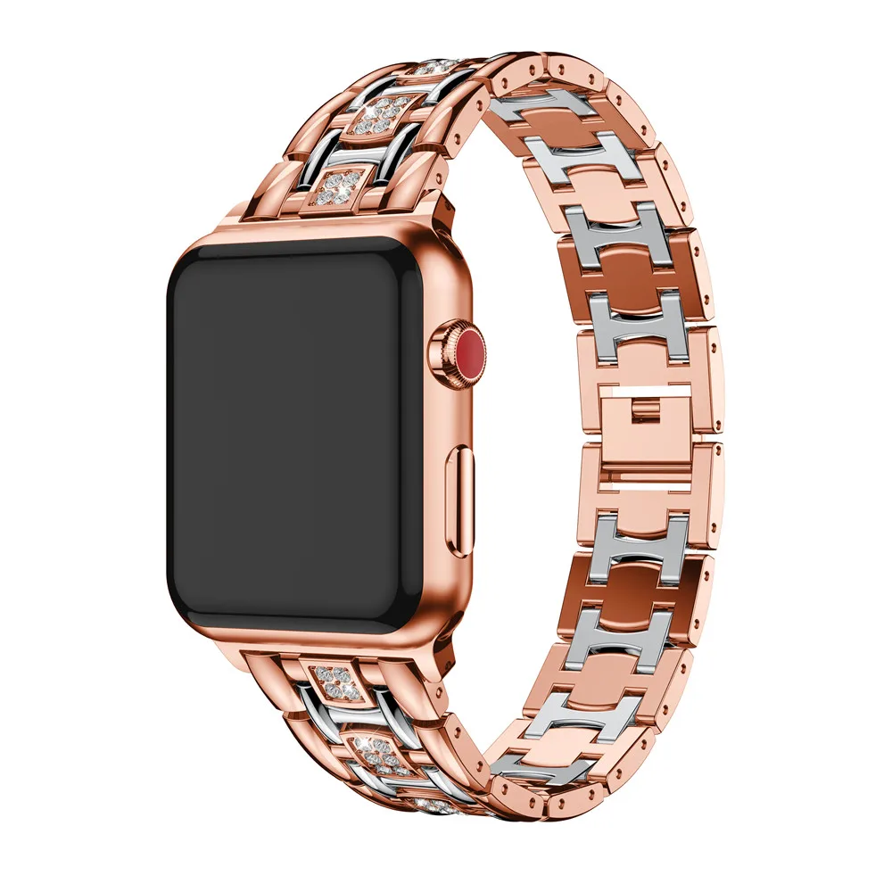 

Metal Diamond Strap For Apple watch 7 6 5 4 SE 45mm 40mm 44mm 41mm Stainless Steel Bracelet Wristband for iWatch 3 42mm38mm Belt