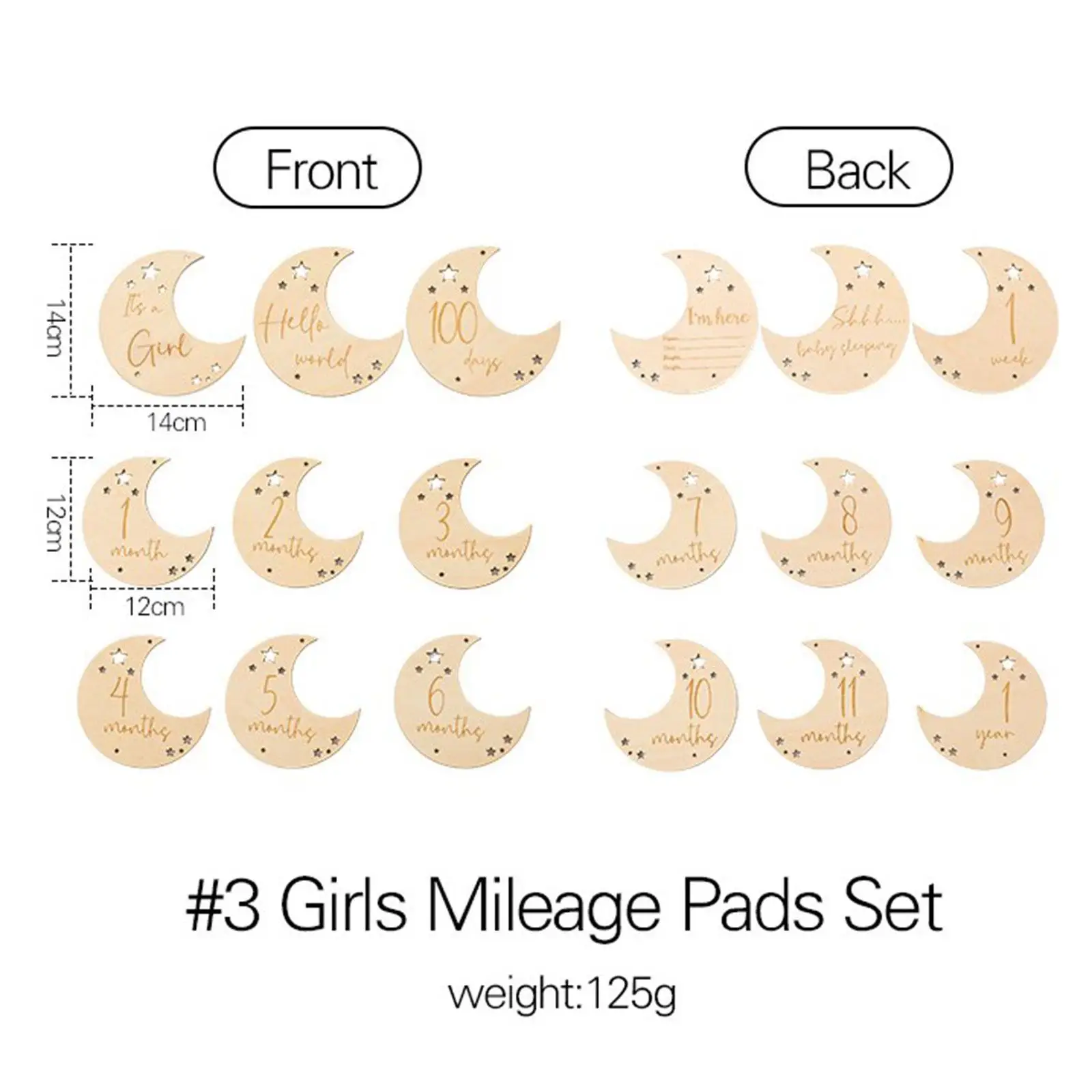 9x Baby Birth Announcement Cards Wooden Monthly Baby Milestone Cards Adorable