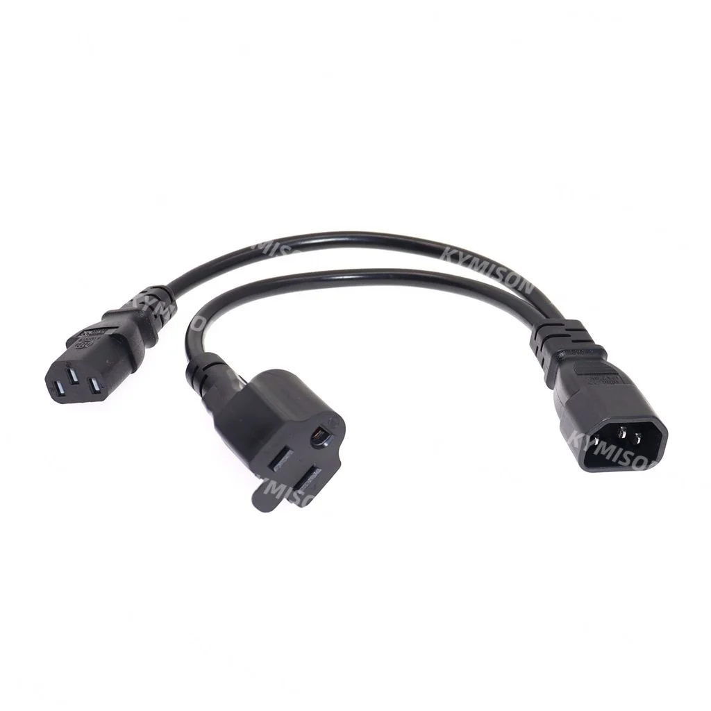 IEC 320 C14 - 미국 Nema 1-15R/5-15R C13 전원 Y형 분배 어댑터..