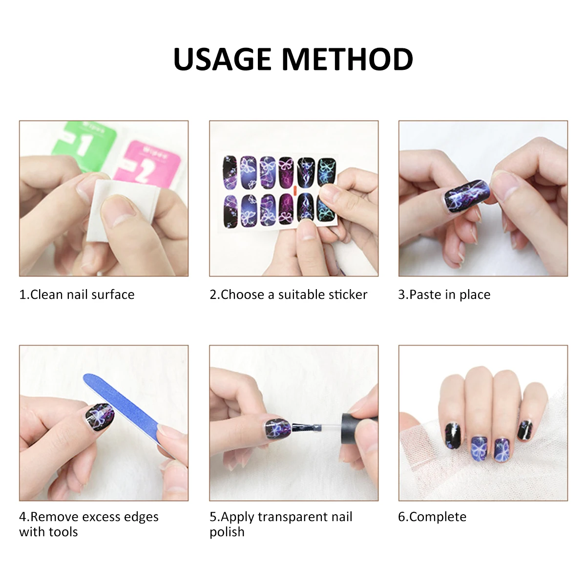 10 Sheets Vibrant Full Wrap Nail Polish Stickers Self-Adhesive Nail Decals for DIY Nail Art Manicure Designer Nail Art Stickers 6