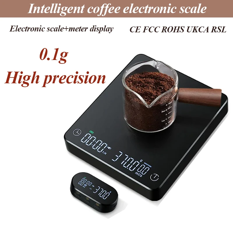 LED 무선 디스플레이 커피 규모 주방 저울 3kg/0.1g 5kg/0.1g 에스프레소 USB 충전 커피 규모 그램 무게 타이밍 규모