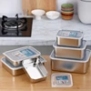 304 Stainless Steel Food Storage Tray with Cover Refrigerator Rectangle Crisper Container Thick Durable Trays Kitchen Organizer 3