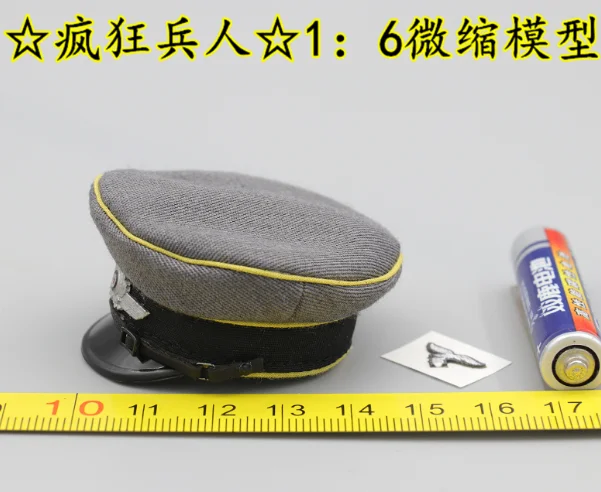 1/6 Scale Soldier Hat Helmet Cover Soldier Boat Cap Grey Miniature Air Marshal Cornice Cap Model 1/6 Soldier Accessories