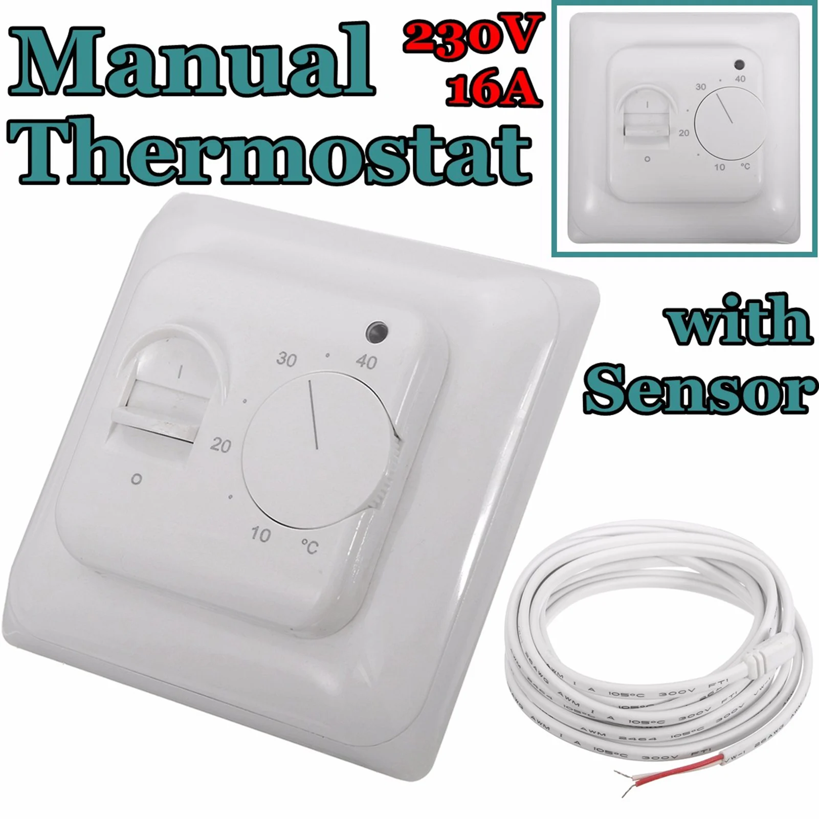 

230V 16A Mechanical Floor Heating Thermostat Temperature Control Switch NTC Sensor with Floor Sensor Electric Underfloor