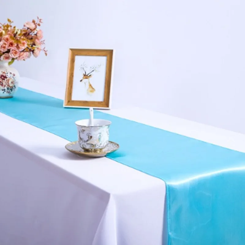 

1Pcs Solid Color Satin Table Runner Sashes Table Cover For Home Wedding Decoration Banquet Festival Party Hotel Cheap Wholesale
