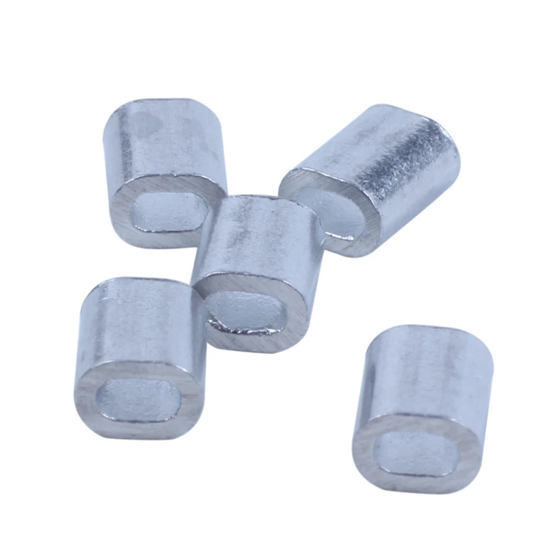 200 Pcs 1Mm 스틸 와이어 로프 알루미늄 페룰 슬리브 실버 톤