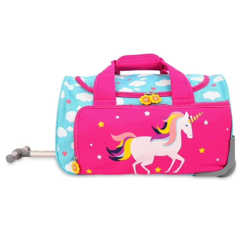 

World Girls Kids travel Duffle Bag with Wheels Carry-on Luggage, Unicorn
