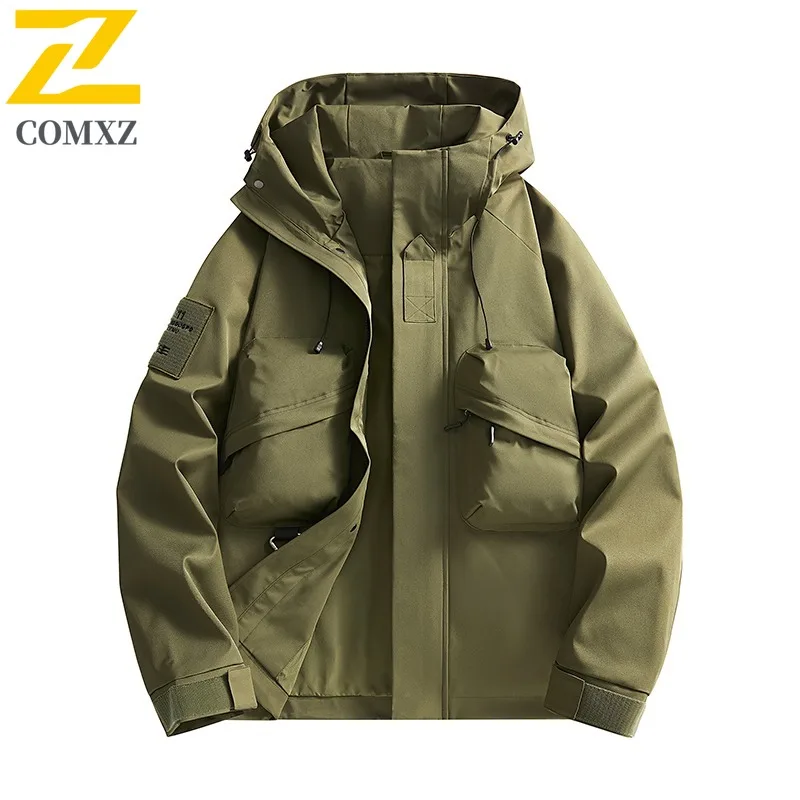 COMXZ Outdoor Adventure Men Jacket Hooded Wind Resistant Motorcycle Coat Casual Urban Style Light Autumn New Men Apparel