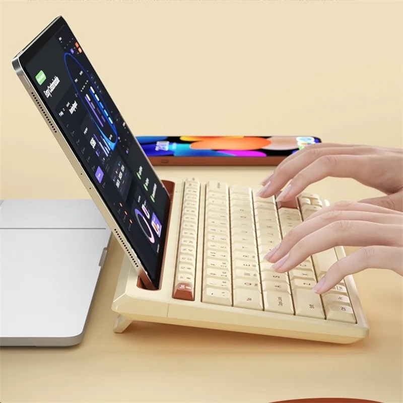 Bow-wireless Bluetooth Multi-device Keyboard 79 Teclas Slot para Suporte de Telefone para Ipad Windows Mac os Ios Android - Imagem 5