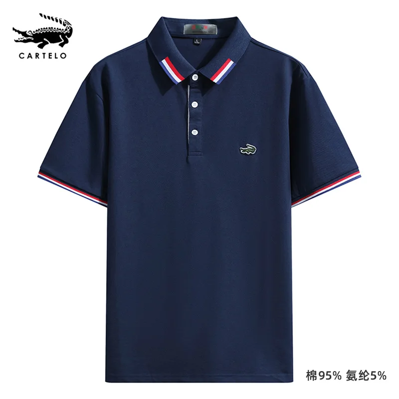 

CARTELO Brand Embroidery Logo New Men's Summer Cotton Spandex Blend Breathable Fashion Casual T-shirt Top POLO Shirt