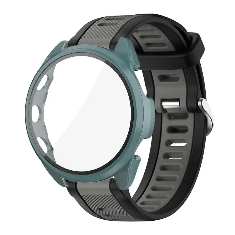 Premium Tempered Glass Case with Silicone Strap - Protective Cover and Replacement Band Accessories