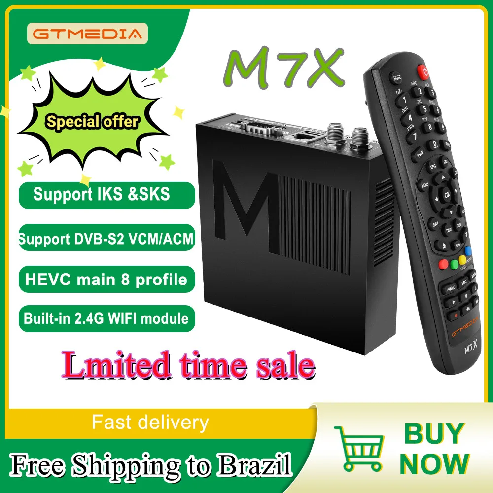 GTMEDIA M7X Satellite TV Receiver DVB-S2 SKS/IKS/CS M3U Set Top Box 1080P Full HD TV Decoder Twin Tuner lKS &SKS Record player