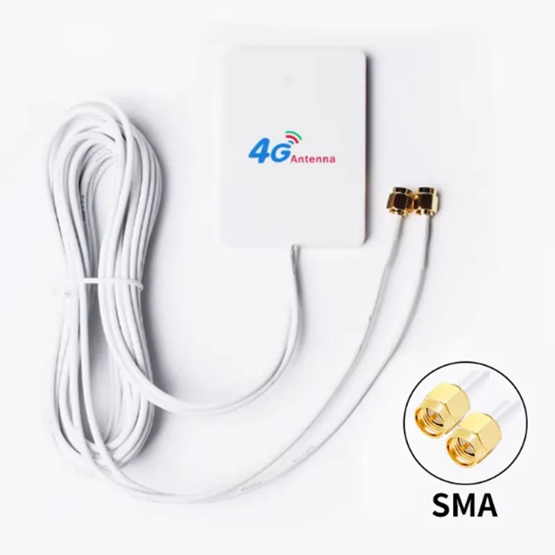 야외 패널 안테나 4G LTE WiFi 듀얼 포트 고이득 12dBi, 3G/4G/LTE/2.4GHz 듀얼 SMA 암 커넥터 플랫 안테나 (신호용)
