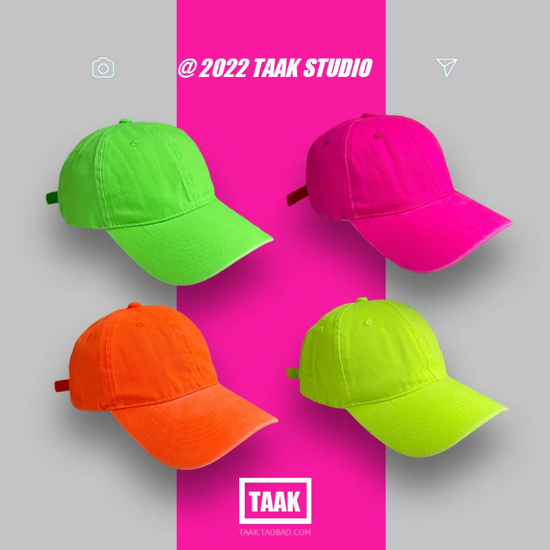 

Fluorescent Baseball Cap Spring and Summer Korean Ins Wild Rose Red Men's Caps Outdoor Casual Women's Hats Gorras Hombre