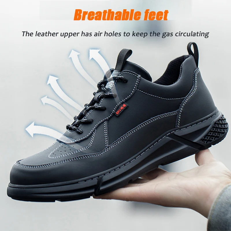 Men's Safety Shoes Insulation Protects Against Electric Shock Steel Toe sneaker Black Large Work Anti-Smash Industrial Shoes