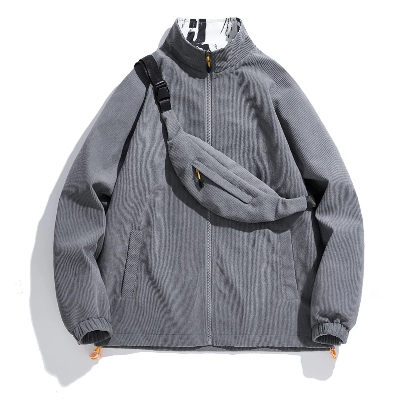 Spring And Autumn New Men'S Corduroy Jacket Fashion Trend Baseball Suit High-End And High Quality Complimentary Crossbody Bag