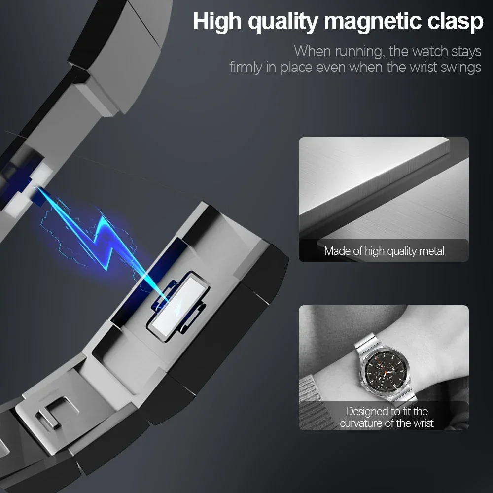 Magnetic Buckle Stainless Steel Watch Strap - No Gaps Design