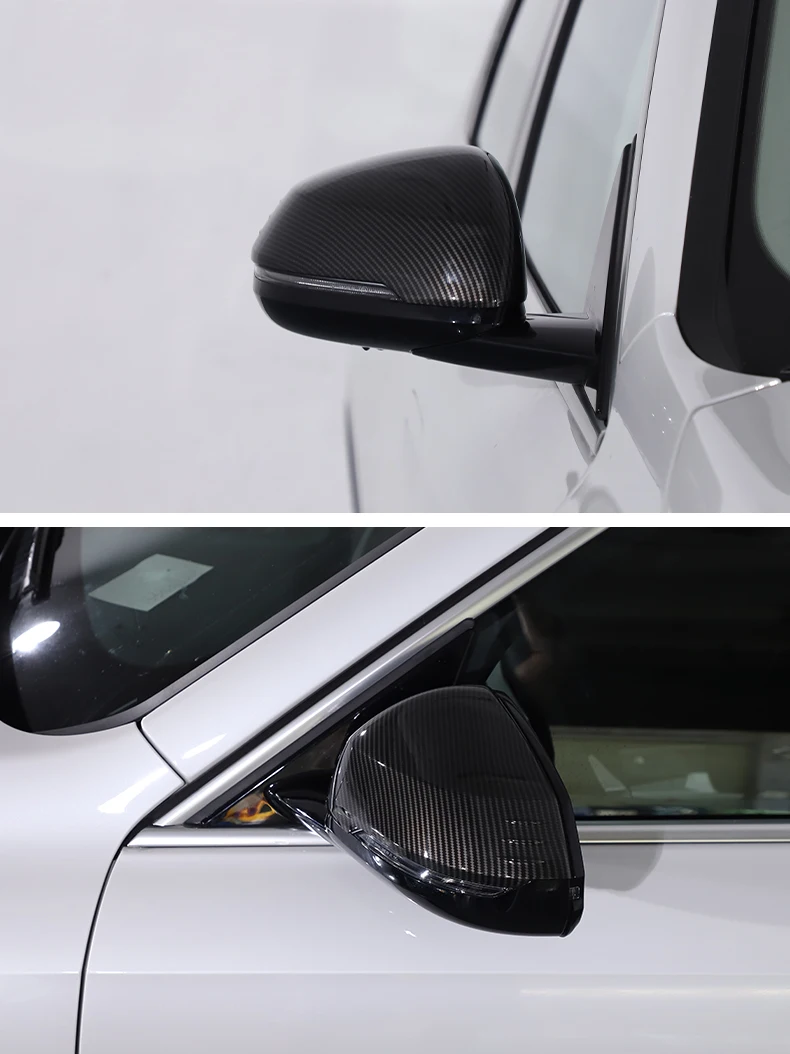 CHEYA ABS Car Exterior Rearview Mirror Cap Decoration Cover Trim Accessories for Alfa Romeo Stelvio 2017-2020 (Black)　並行輸入品 cheya ABS Carbon Fiber Pattern Car Exterior Mirror Cover Parts for