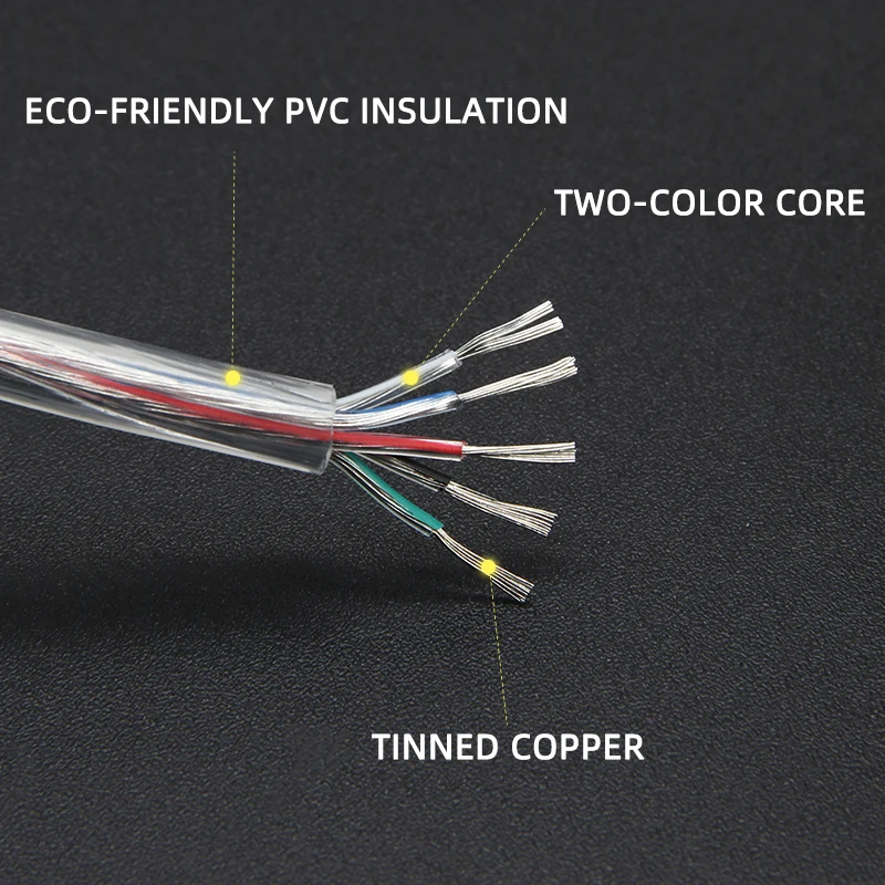 Description Picture 3 of item1/2/5m Transparent Power Cord 28/26/24/22/20/18/16AWG PVC Insulation Tinned Copper Cable 2 3 4 5 Cores LED Light Electronic Wire