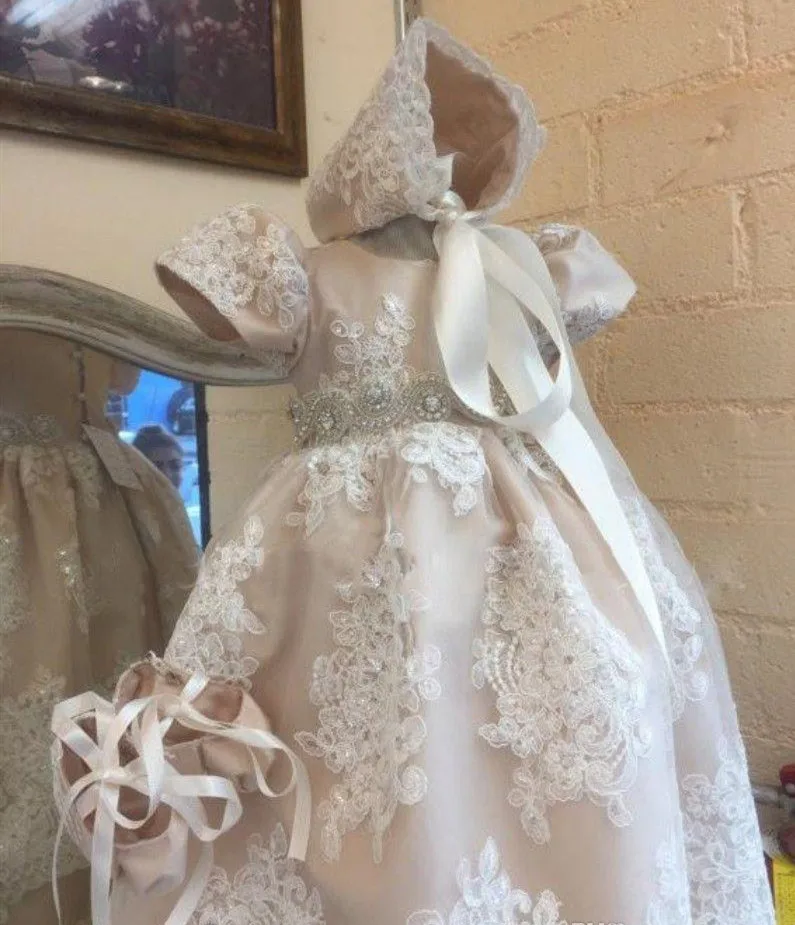 Pink Lace Baptism Dress 4