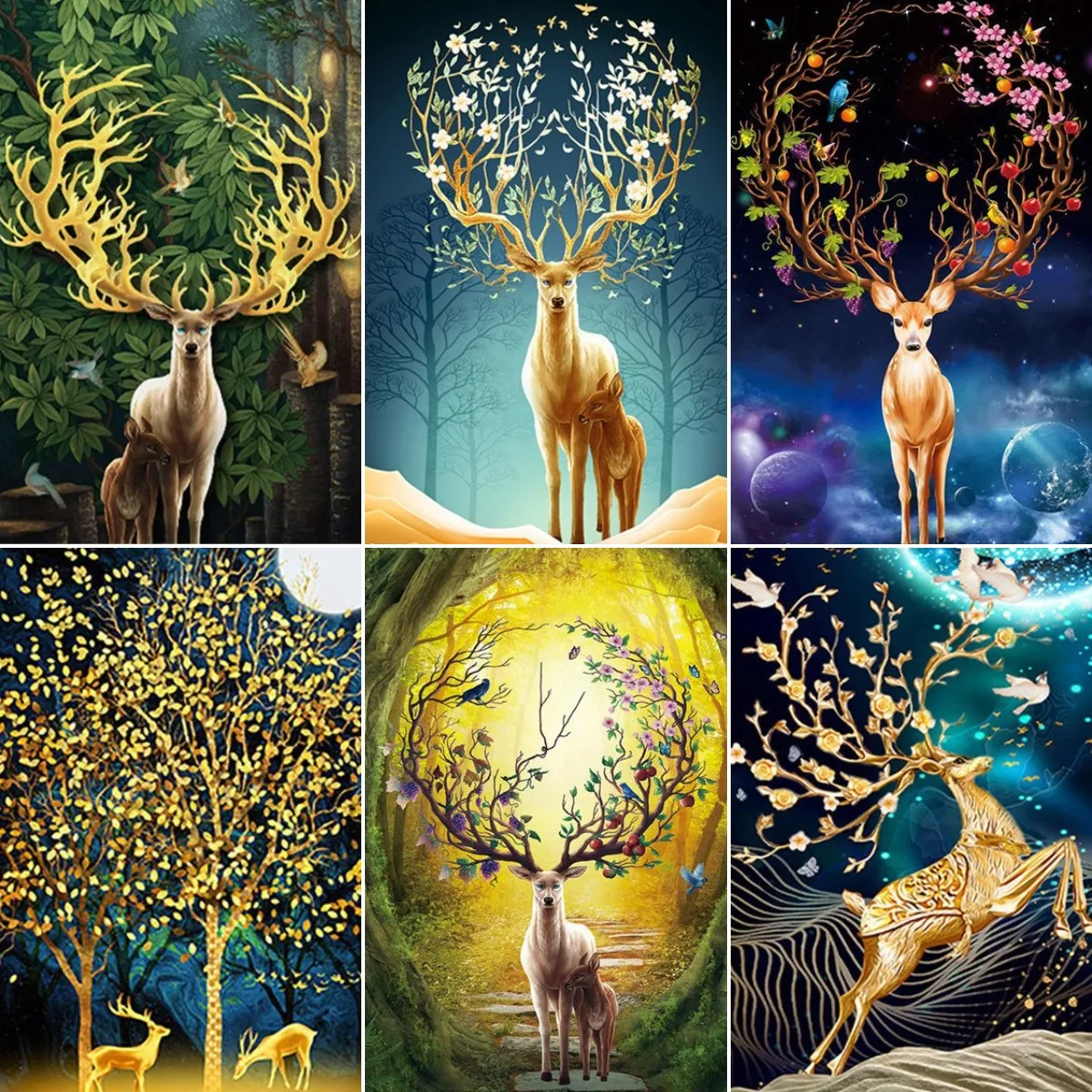 

5D Diamond Painting Set, Animal Gold, Elk, Full Diamond Embroidery, Water Diamond Mosaic, Art Picture Gift, DIY