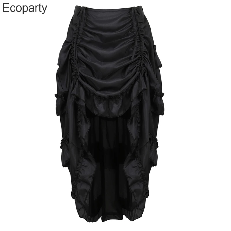 

Steampunk Women Skirts Gothic Irregular Shirring Pleated Party Maxi Long Skirt High Low Costumes Punk Sexy Medieval Corset 40