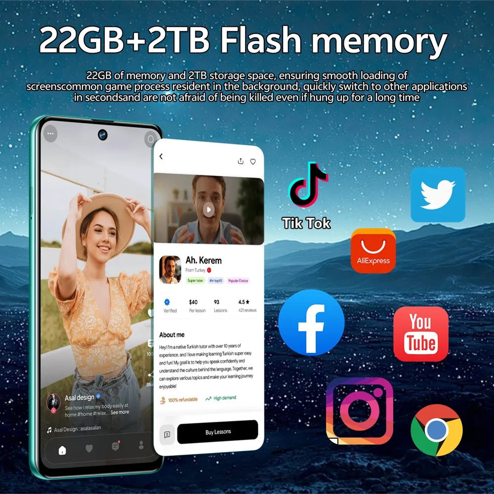 K-Touch High-quality C27 Ultra 8000mAh Smartphone 22GB+2TB Cell Phone 7.3HD Mobile Phones Android 15 5G Dual SIM 16+48MP Camera Cellphones