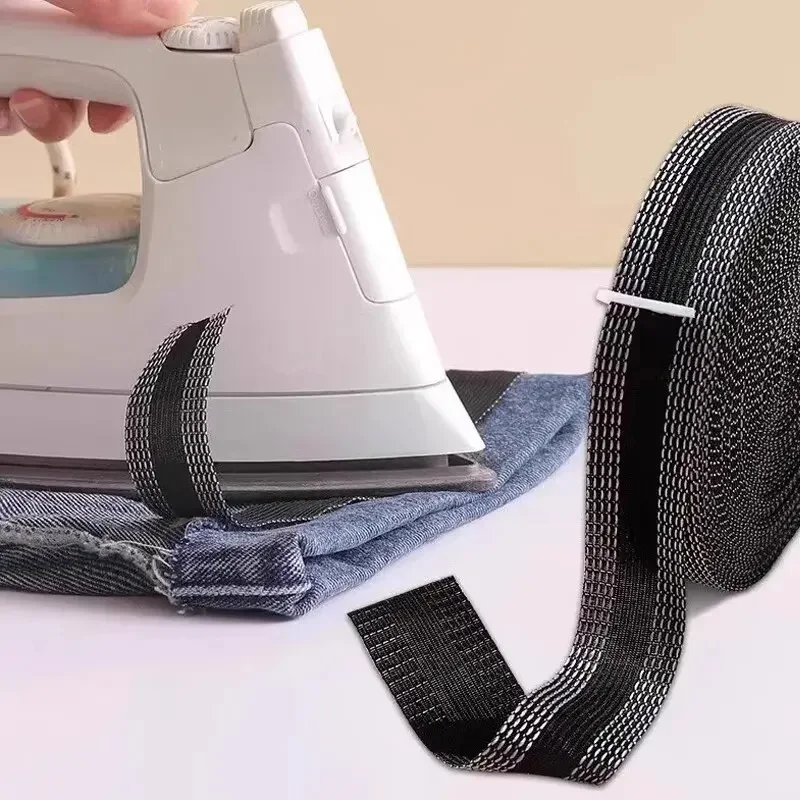 Self Adhesive Fabric Tape Self Adhesive Tape Clothing Auxiliary Fabric Self-Adhesive Pant Paste Tape for Pants Edge Shorten Trousers Patch Clothing Iron-on Hem Fabric Tape DIY Sewing Supplies 1/25M