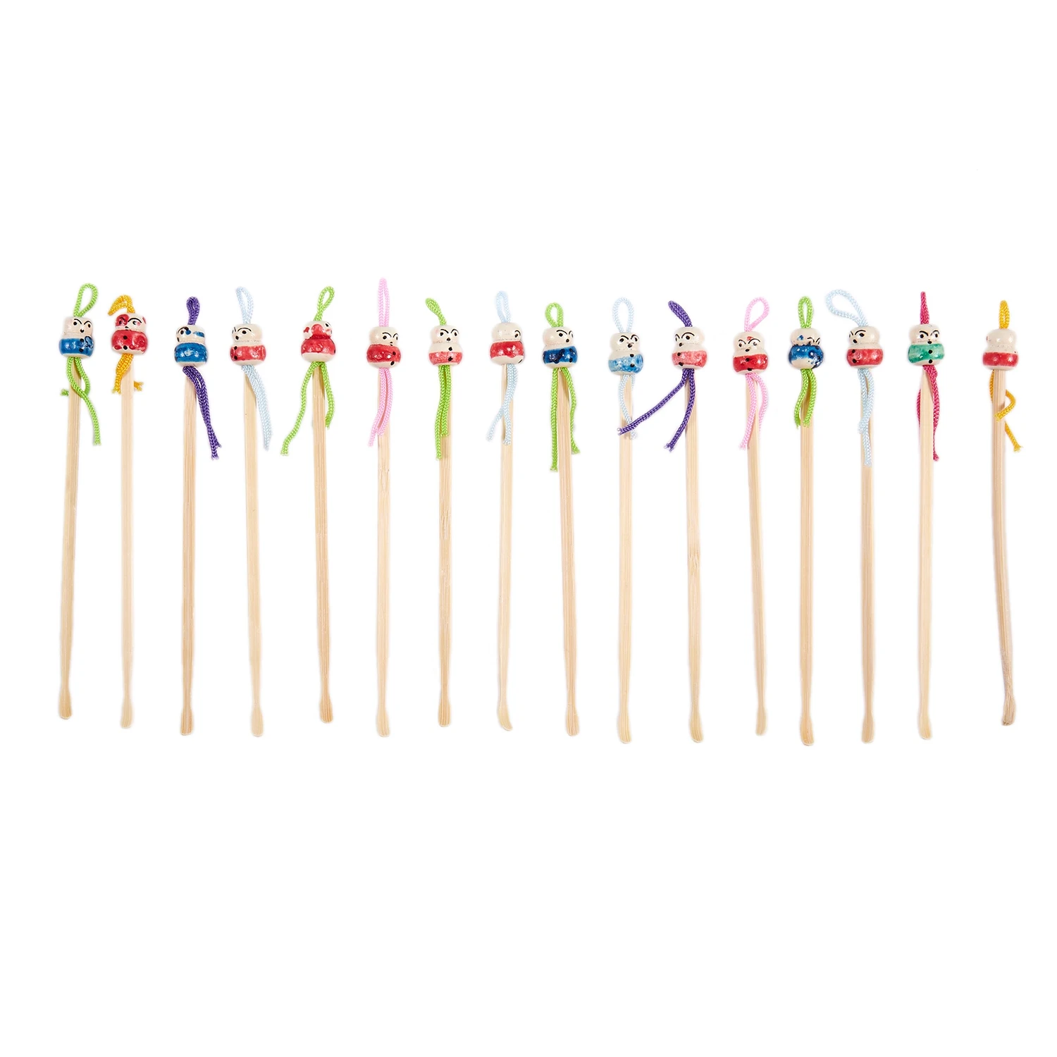 

16 Pcs Assorted Color China doll Top Wood Earwax Scoop Earpick