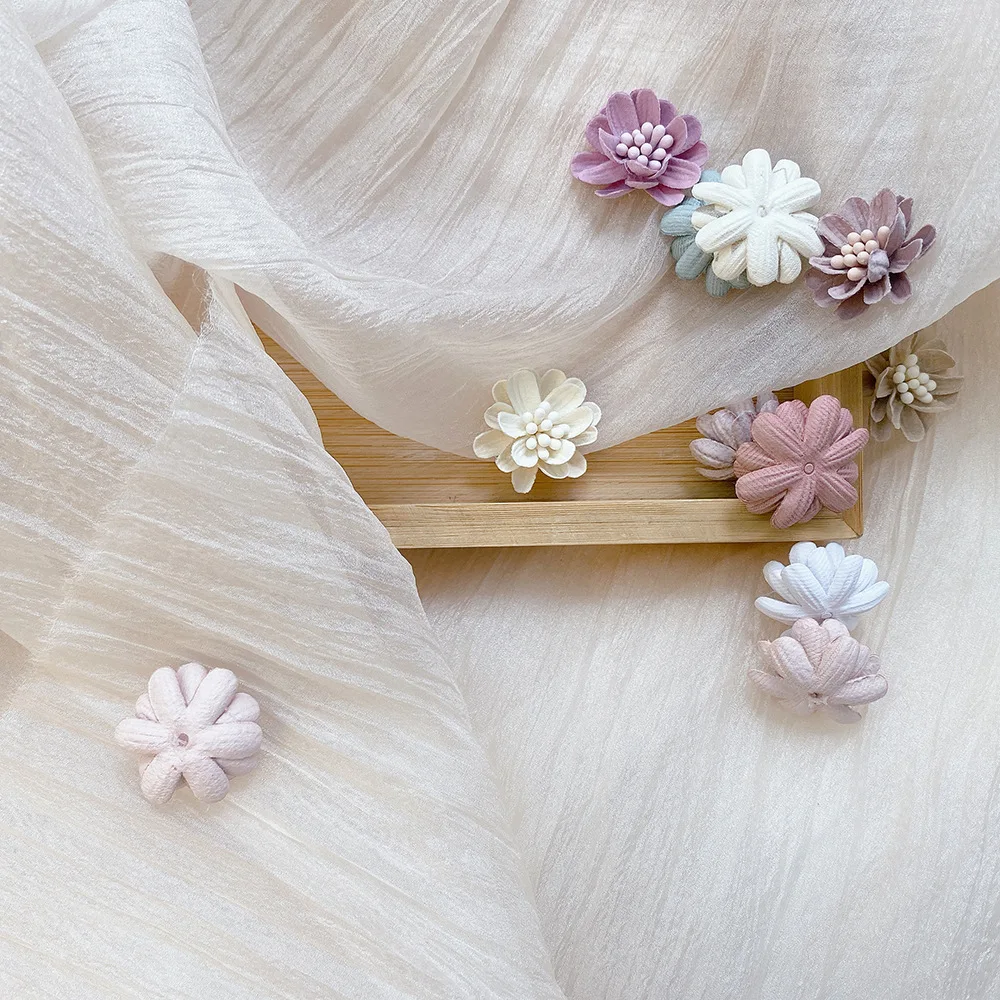 패브릭 입체 꽃, 의류 액세서리, 귀걸이 헤어 클립 헤어 액세서리 모자 장식 꽃 Diy 공예