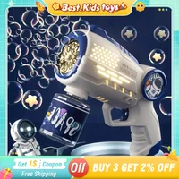 Electric Space Multi Hole Bubble Machine With Lights Fully Automatic Colorful Soap Handle Bubble Gun Children's Toy Outdoor Game 1