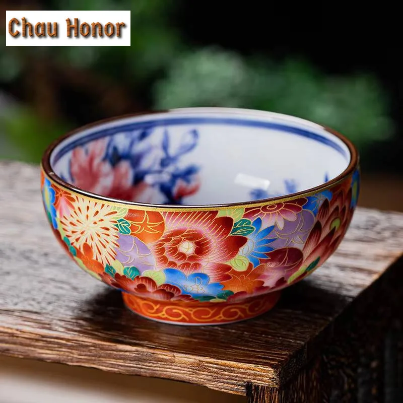 165ml Hand Painted Enameled Porcelain Master Tea Cup Blue And White Kung Fu TeaCup Ceramic Single Cup Tea Bowl Tea Lamp Tea Item