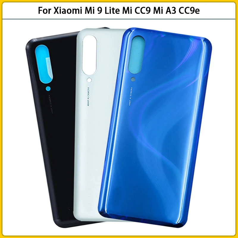 

10PCS New For Xiaomi Mi 9 Lite CC9 Battery Back Cover Rear Door Mi A3 CC9E Rear 3D Glass Panel Housing Case Adhesive Replace