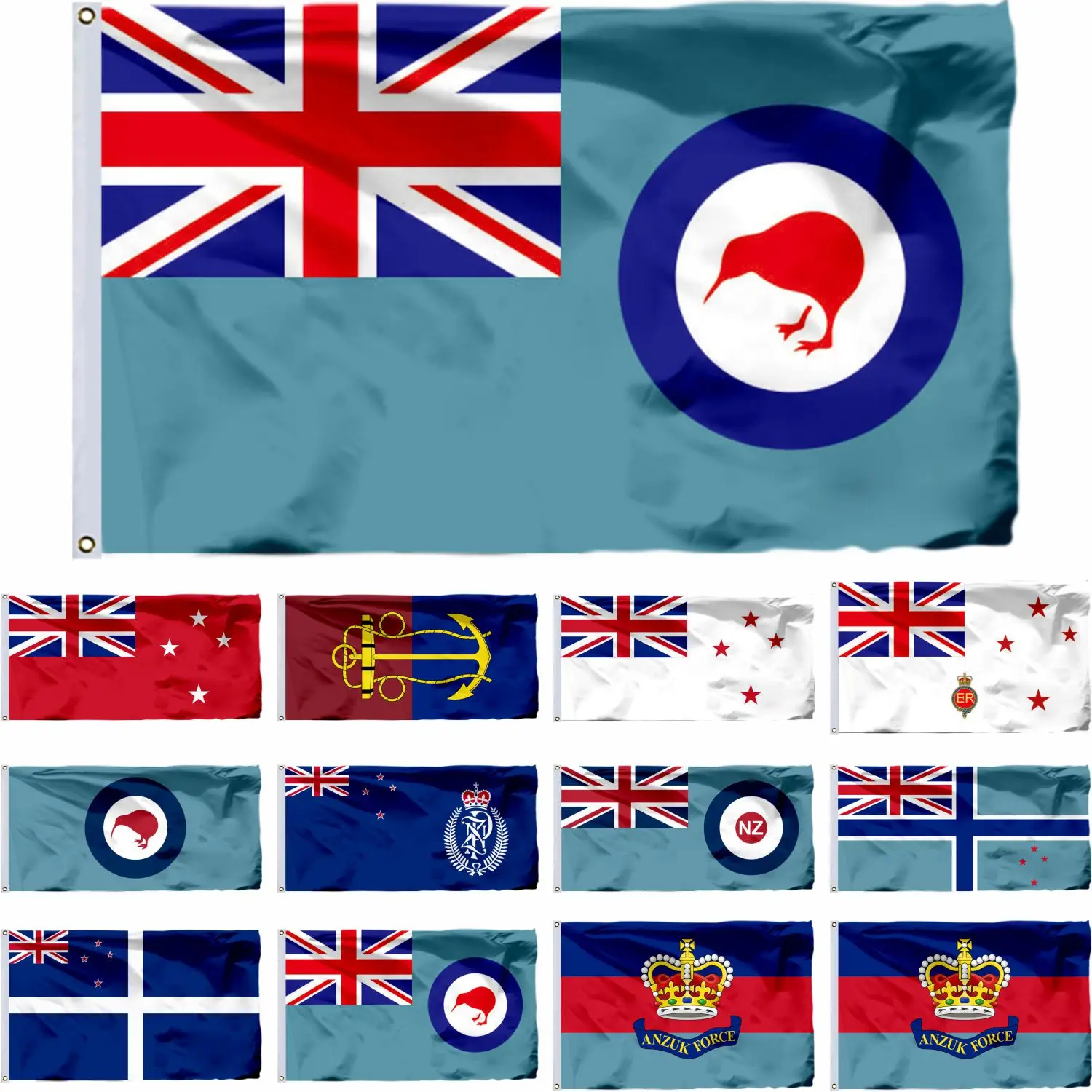 

New Zealand Ensign Royal Air Force Flag 3X5FT Navy Board Banner 90X150CM 21X14CM 3X6FT Queen's Colour for Royal NZ Navy