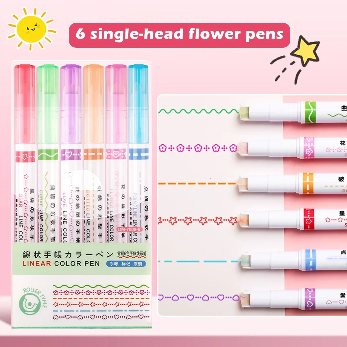 Highlighter Marker 3/6 Colors Double Pentips Multicolor Contour Curve Marker Pen Student Creative Stationery school office