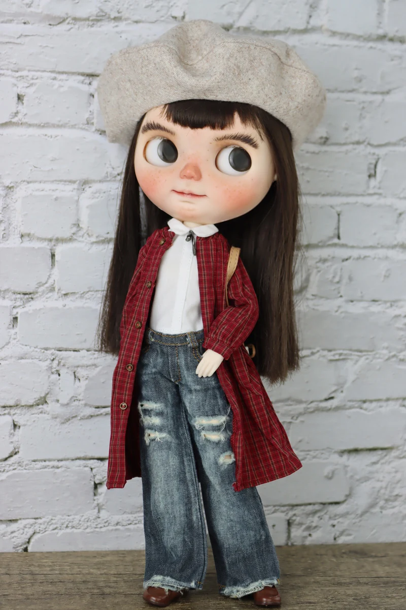 Puppenkleid für Blythe, blau, rosa, gelb, Jeans, karierter Rock für Ob24, Ob22, Azon-Puppenkleid, Kleidung im pastoralen Stil – Detail 3