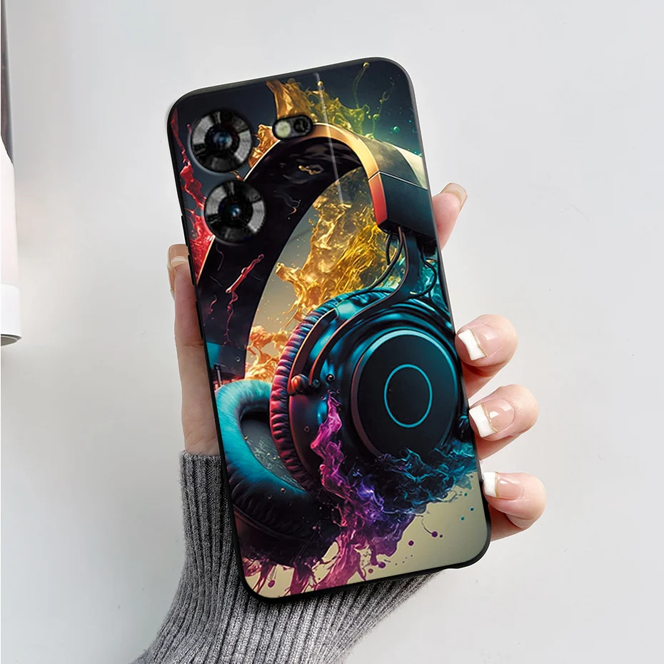 Stylish Black Silicone Phone Case with Pattern - Slim and Soft  Cover