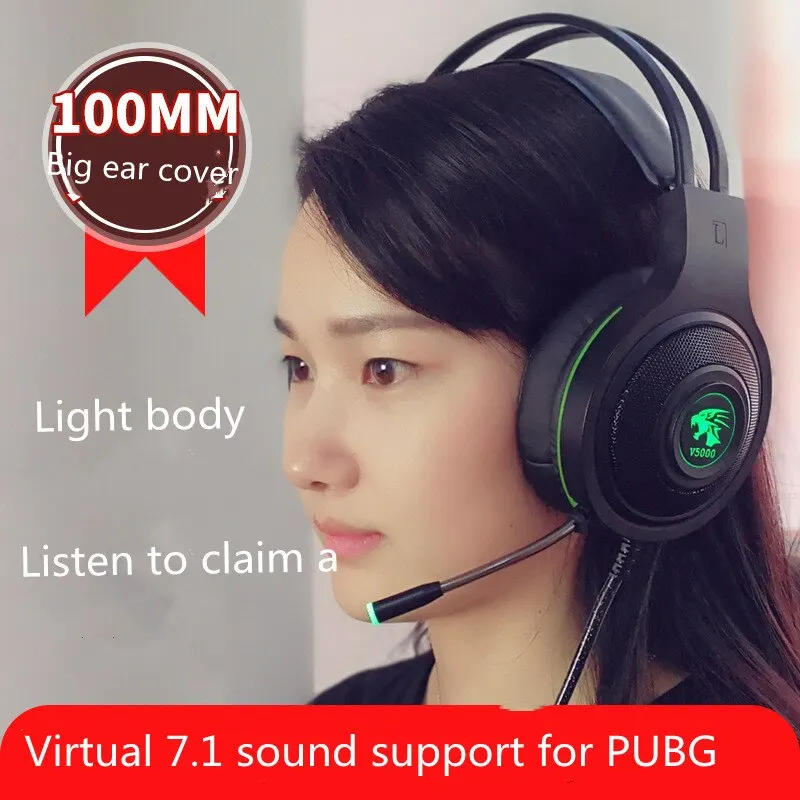 1PCS ITLY V5000 RGB Gaming Headphone 3.5mm Surround Sound Computer PC Headset Earphones Microphone for PS4 Switch Xbox-one