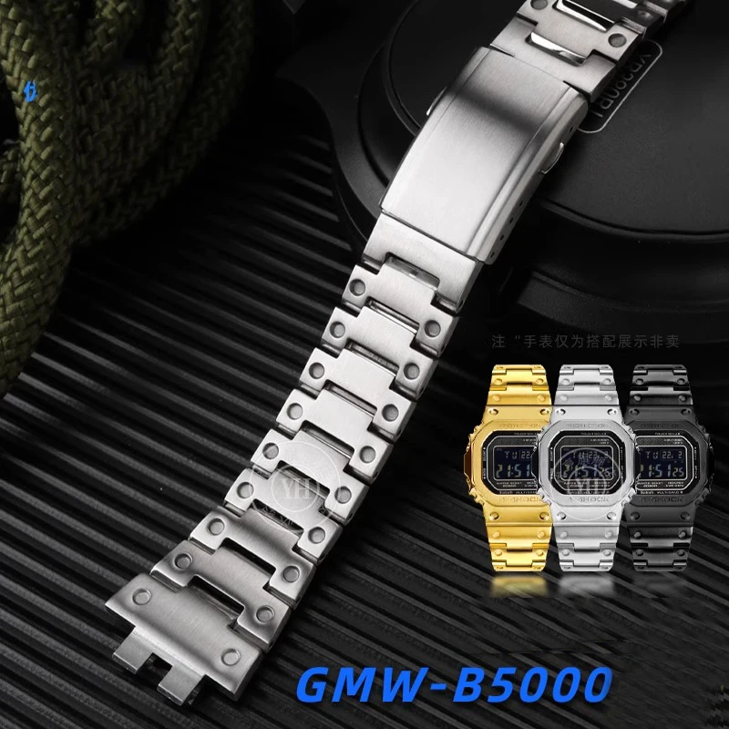 

Watch Accessories For Casio G-SHOCK 35th Anniversary Small Square 3459GMW-B5000 Steel Watch with Stainless Steel Chain bracelet